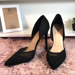 Black Faux Suede Heels